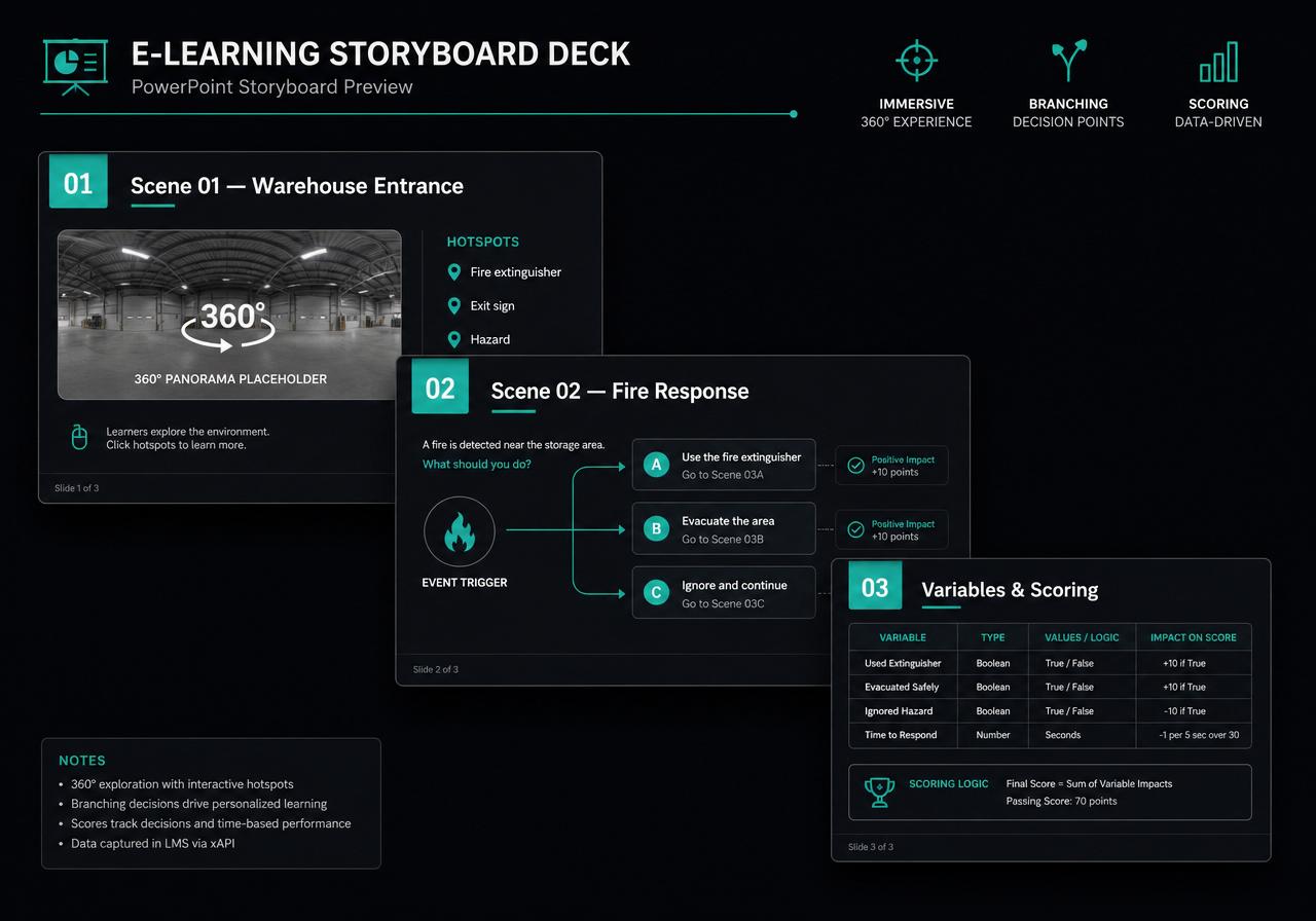 Storyboard PPTX export — client-ready deliverable